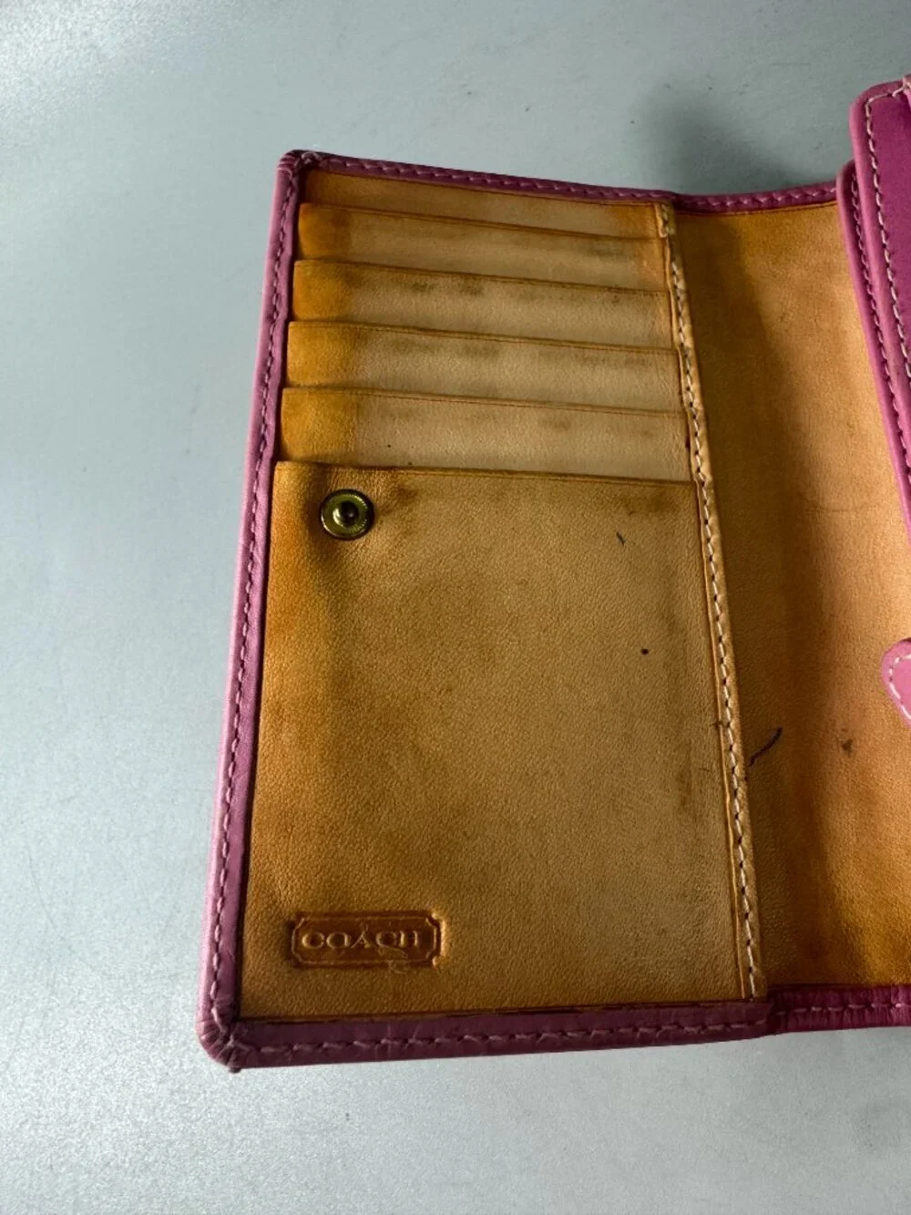 Coach Bifold Pink Leather Signature Wallet